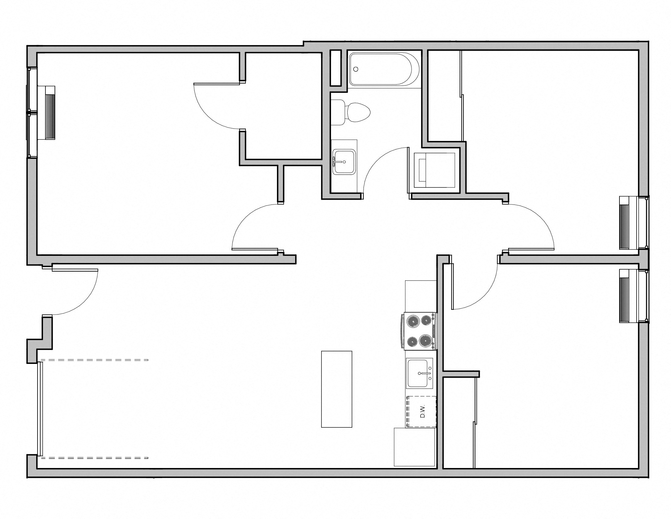 Floor plan for 3 beds, 1 bath, 1138 sqft